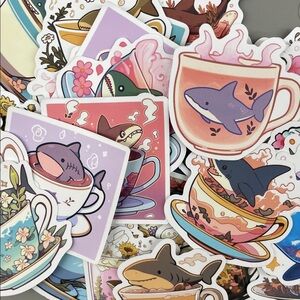 50 Shark Themed Stickers‎